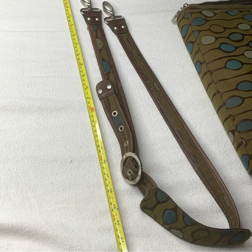 Angela Adams Retired Green Teal Canvas Shoulder Tote Satchel Geometric Bag HTF
